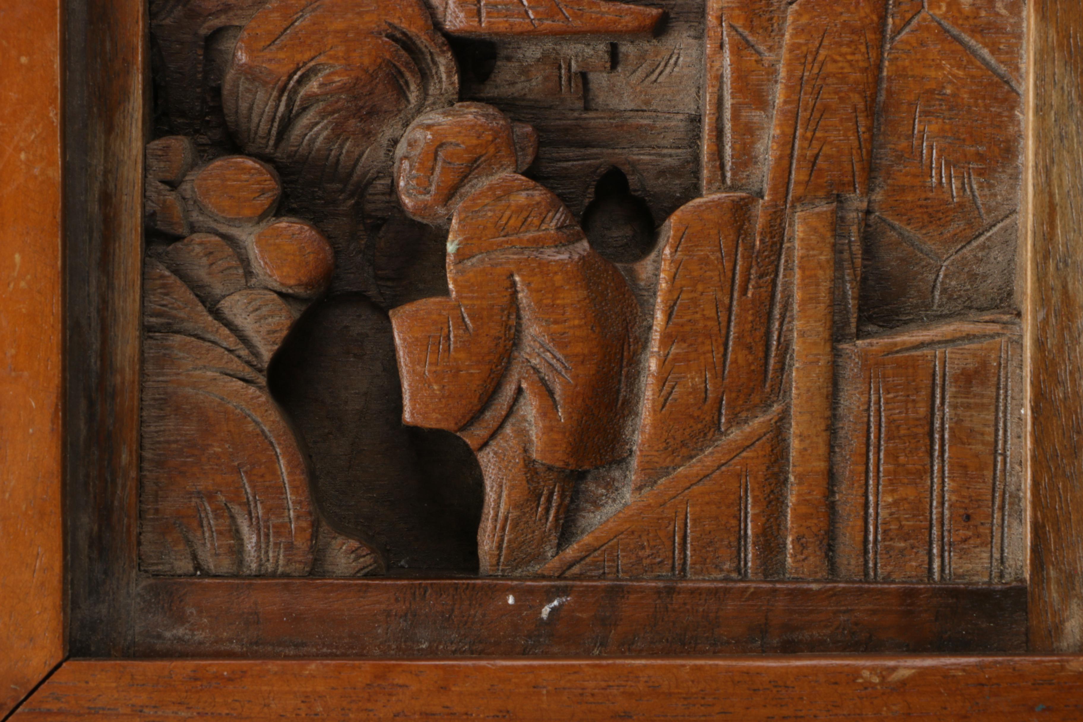 Chinese-Inspired Carved Elm Table