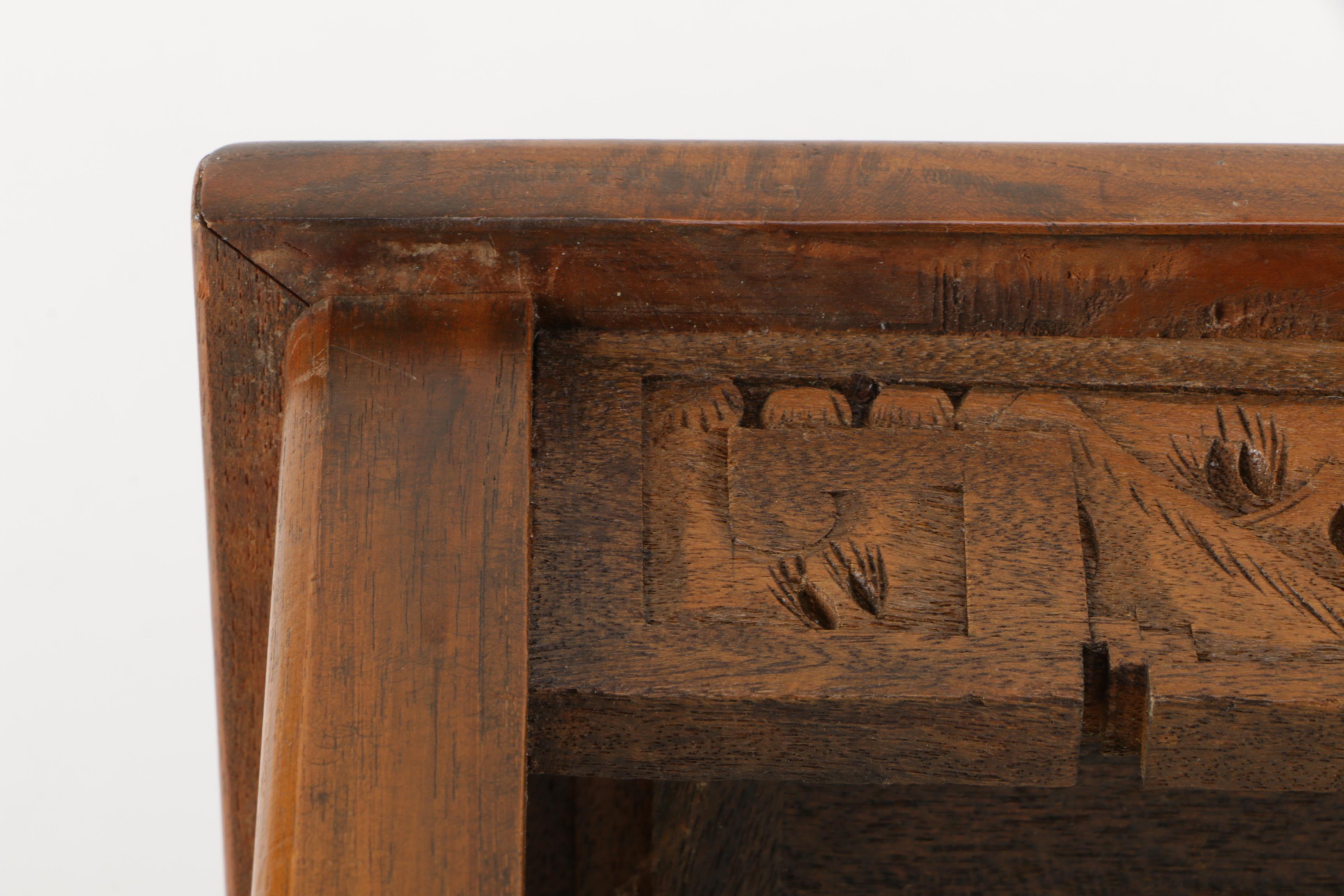 Chinese-Inspired Carved Elm Table