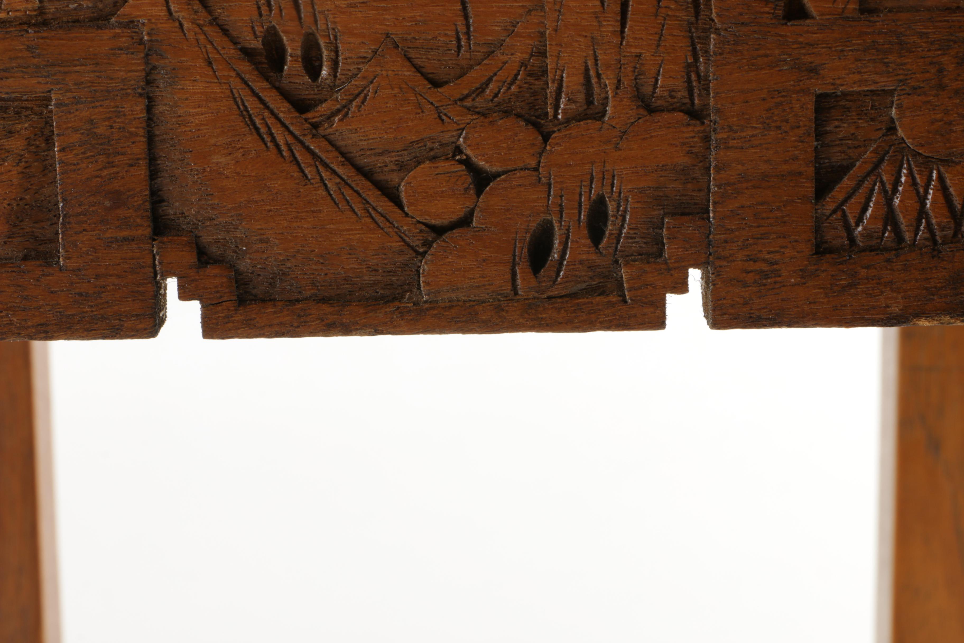 Chinese-Inspired Carved Elm Table