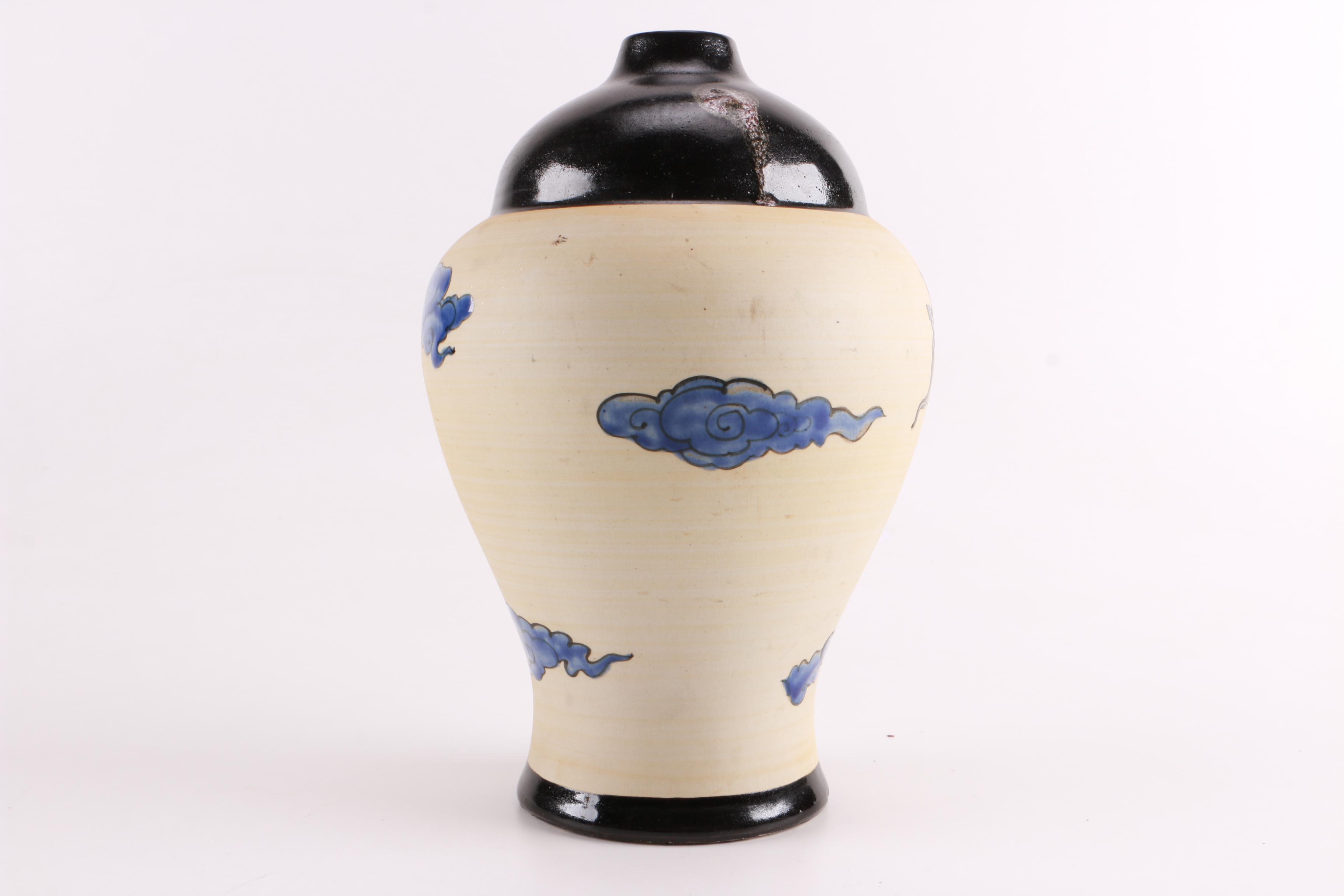 Vietnamese Earthenware Vase With A Dragon Motif