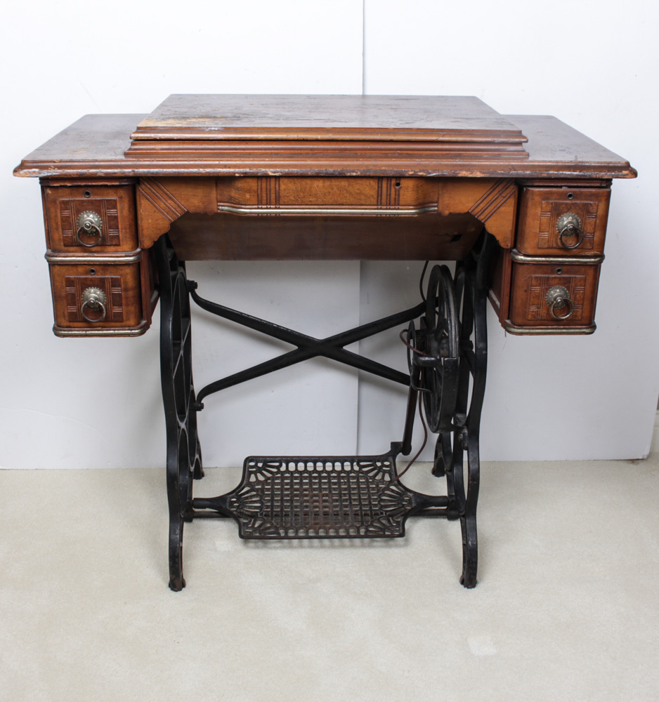 Antique Davis Sewing Machine and Table