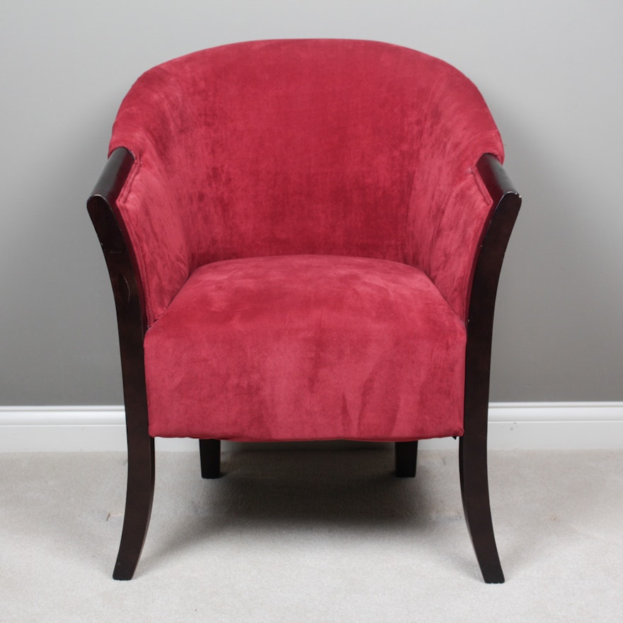 Red Velveteen Barrel Chair