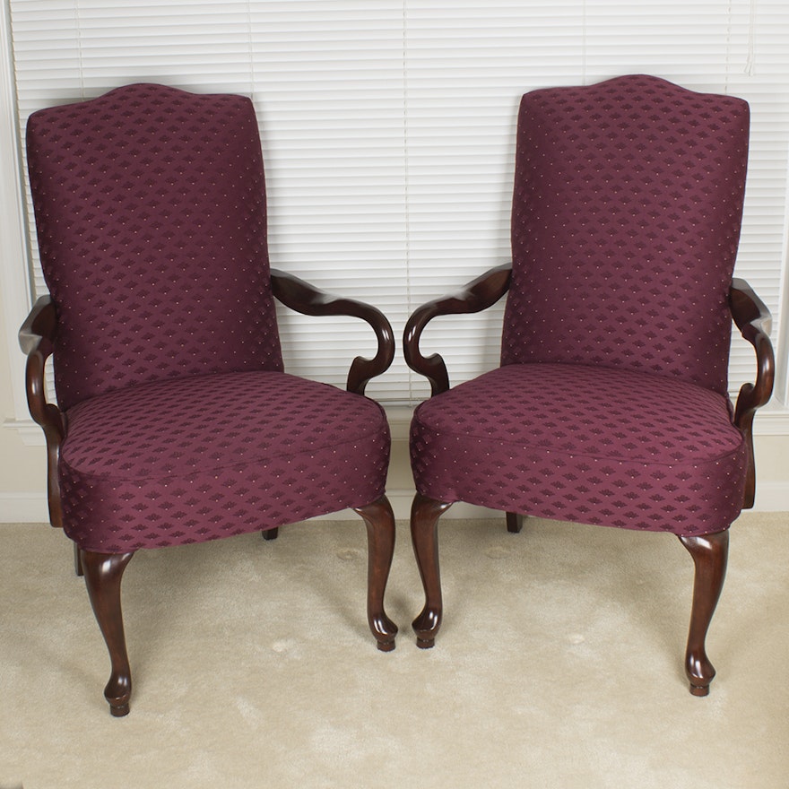 Pair of Queen Anne Style Armchairs by Les Brown Chair Co.