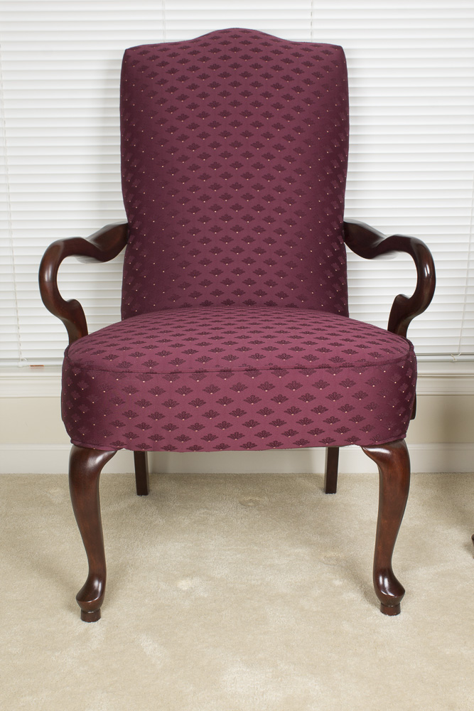 Pair of Queen Anne Style Armchairs by Les Brown Chair Co.