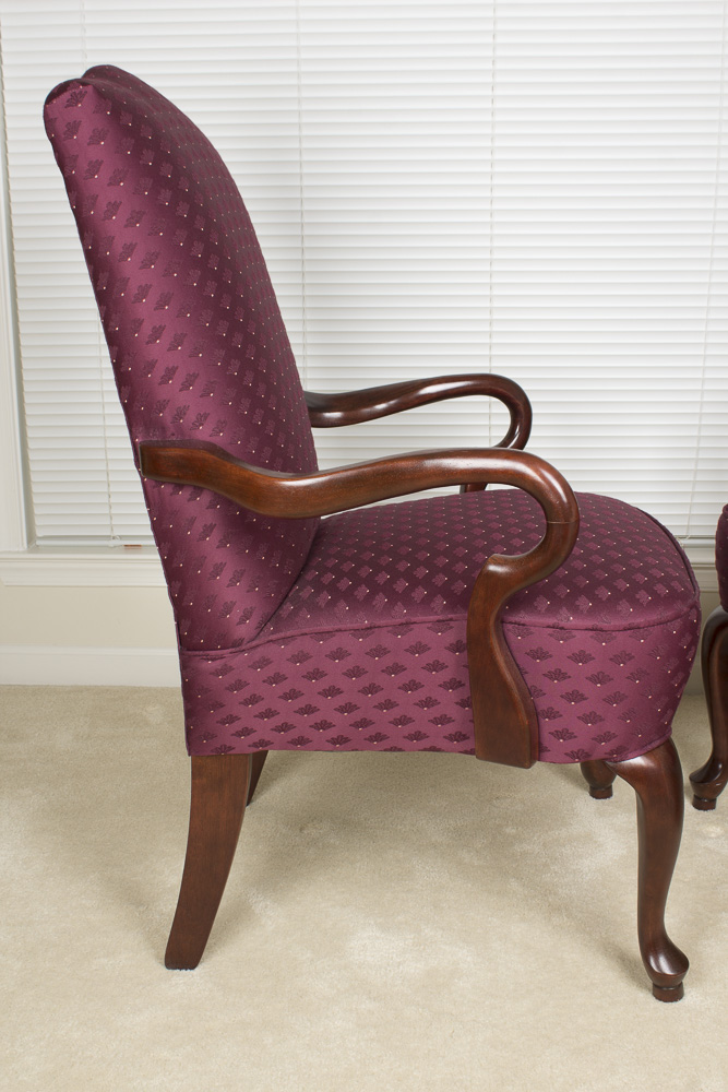 Pair of Queen Anne Style Armchairs by Les Brown Chair Co.