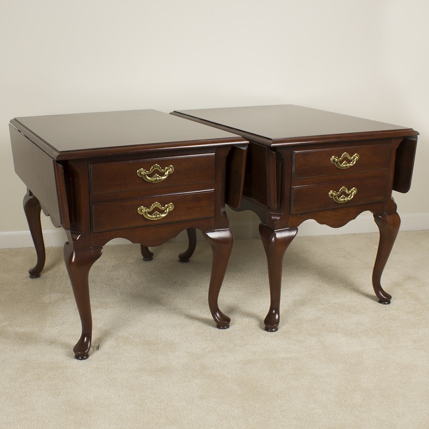 Pair of Queen Anne Style Drop Leaf Accent Tables by Thomasville