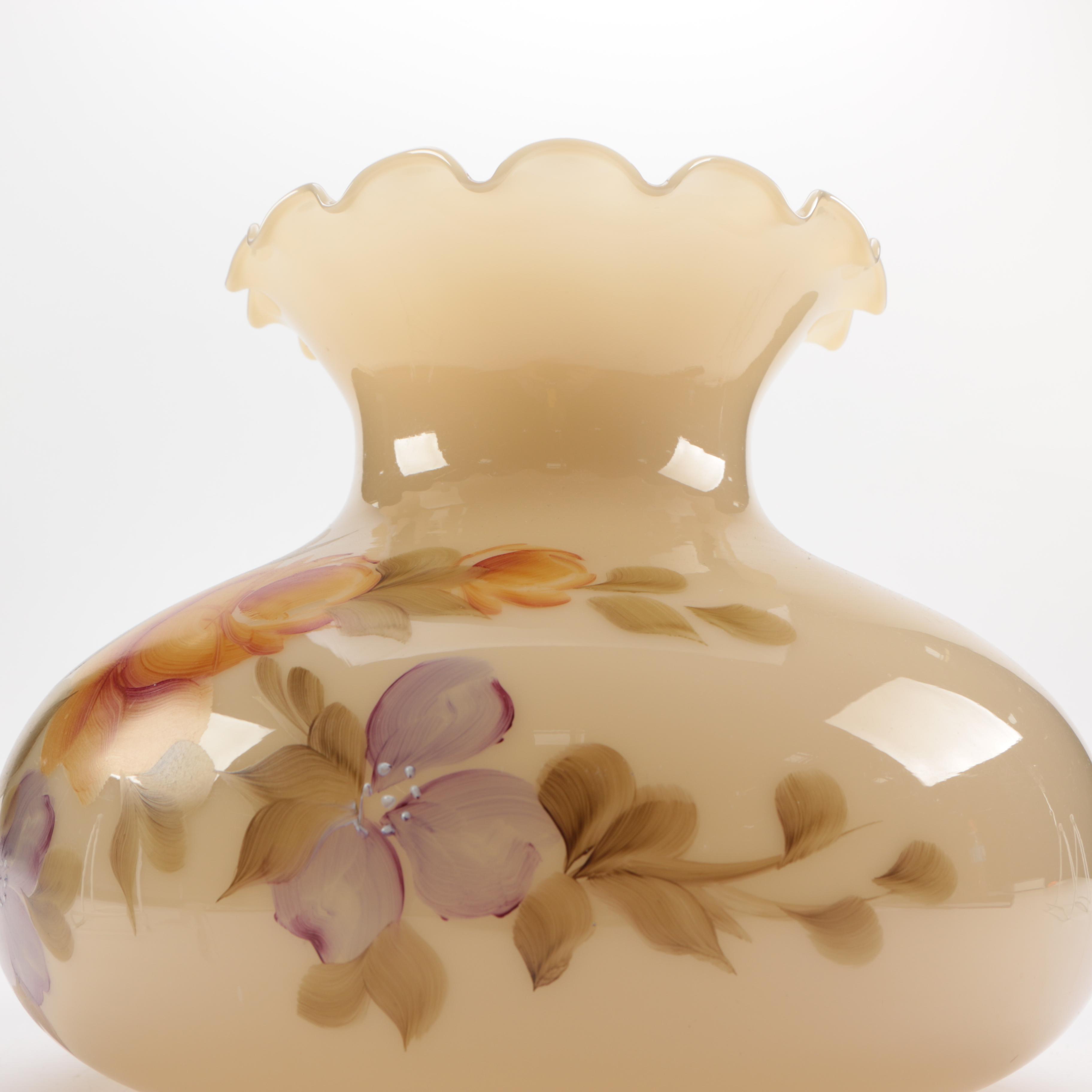 Floral Decorative Glass and Metal Lamp