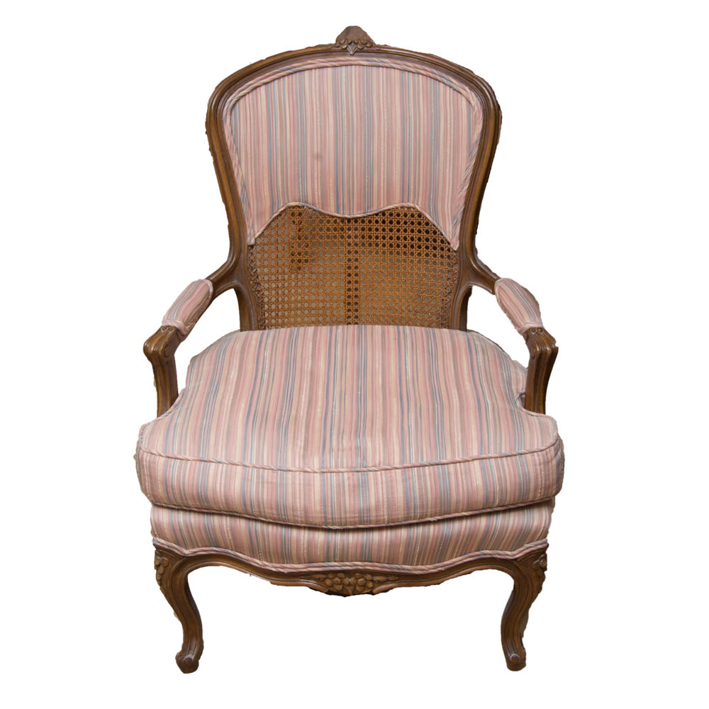Upholstered Bergère Style Armchair