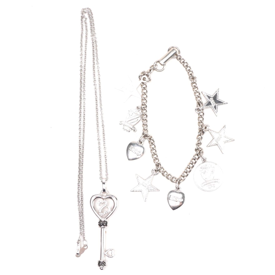 Sterling Silver Bracelet and a Jane Seymour Diamond Necklace