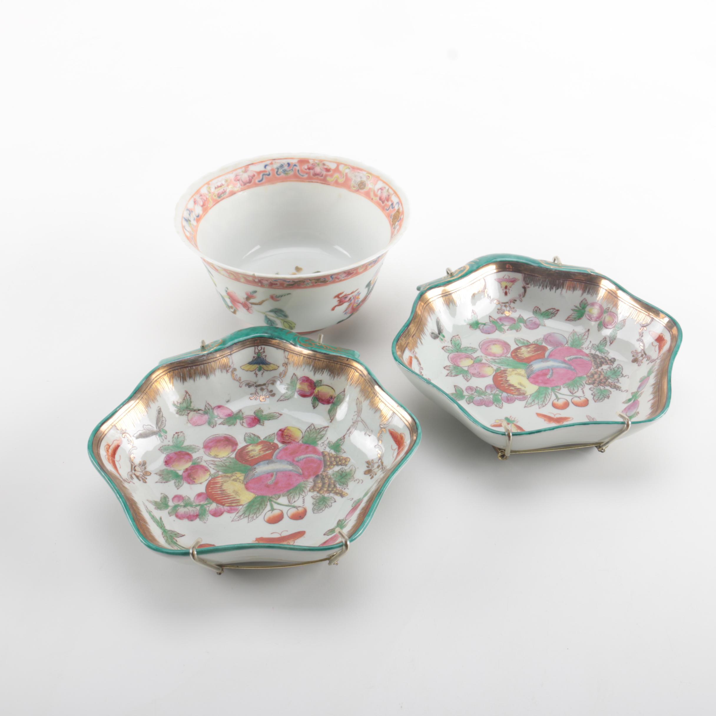 Asian Wall Plates and Bowl