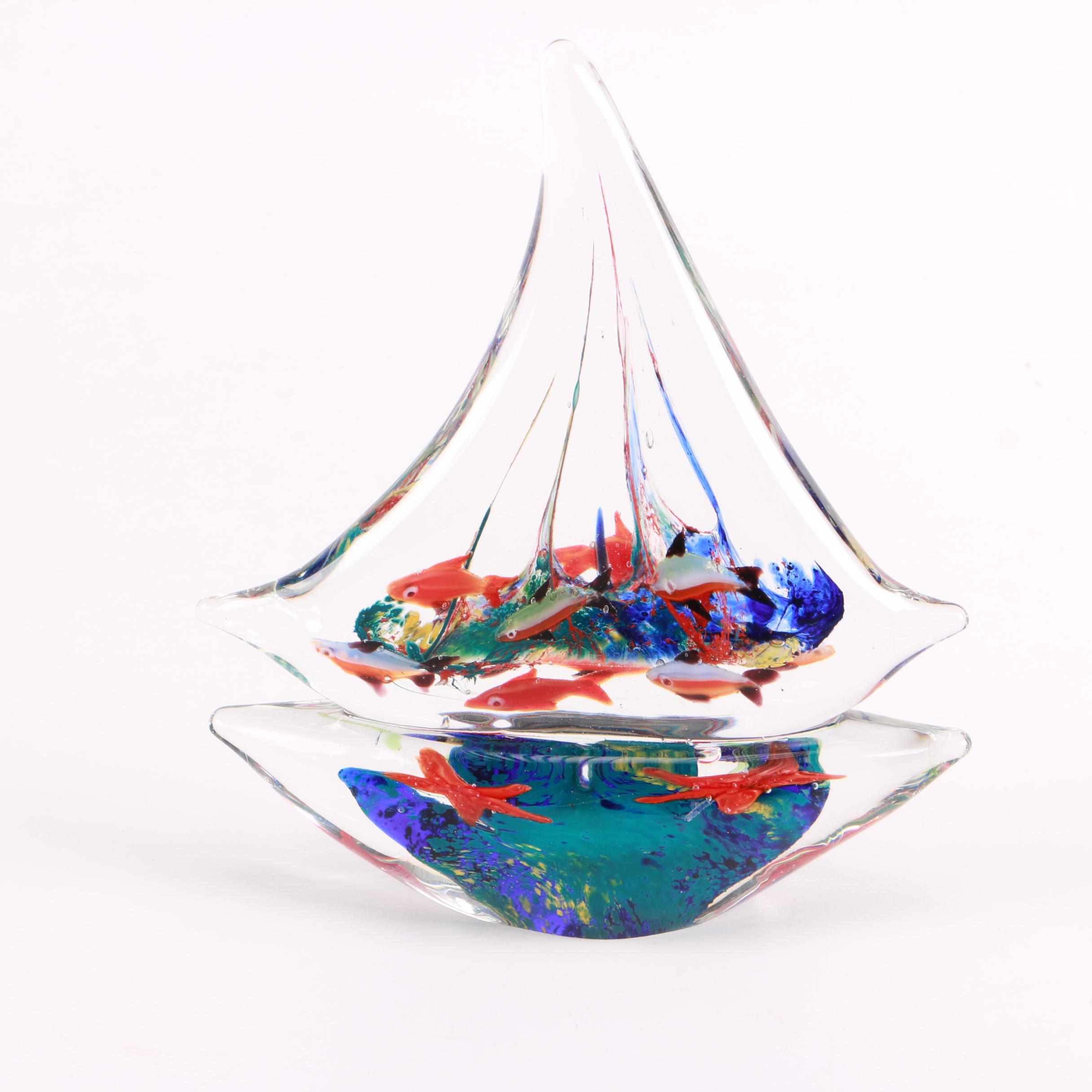 Art Glass Sail Boat Figurine