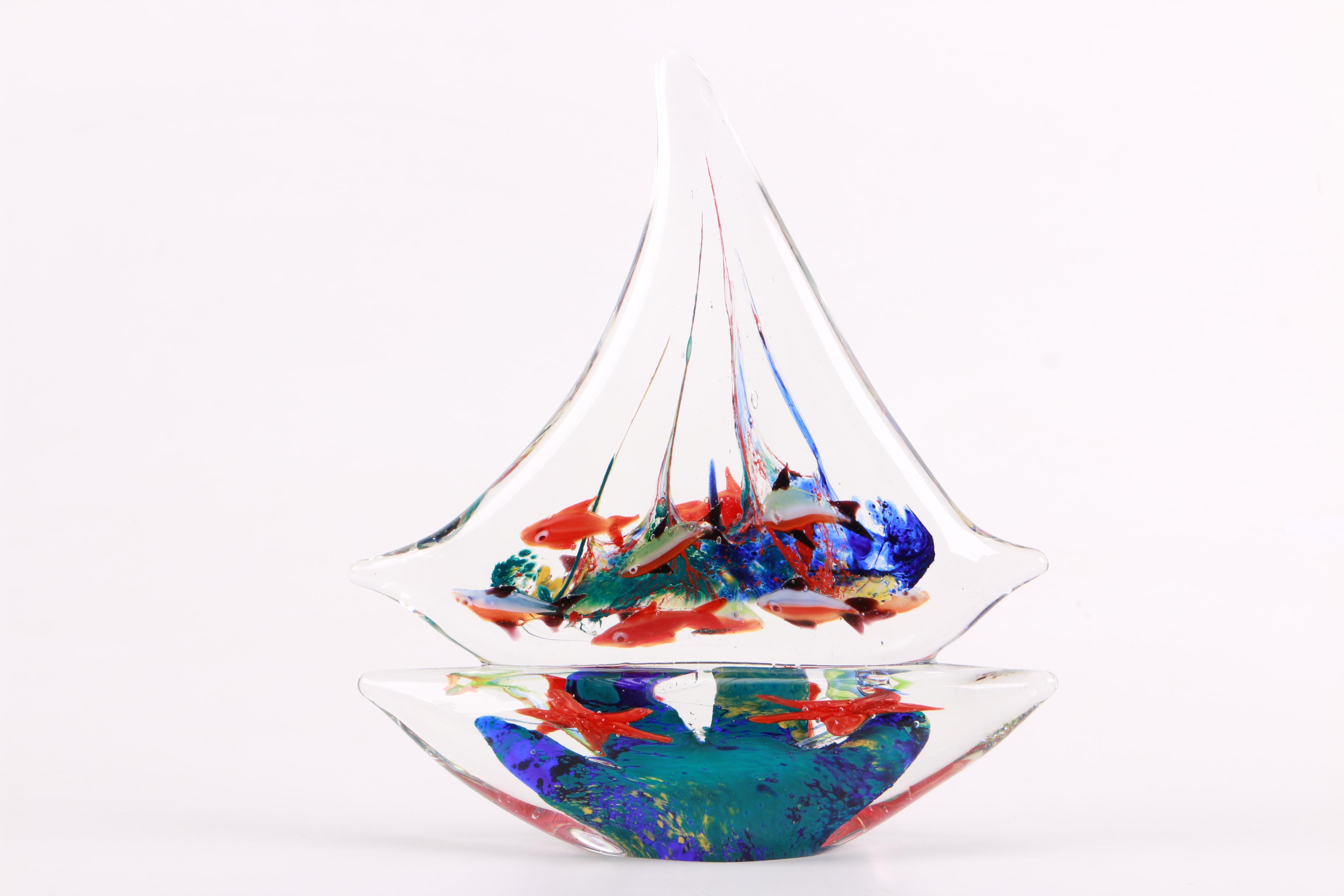Art Glass Sail Boat Figurine