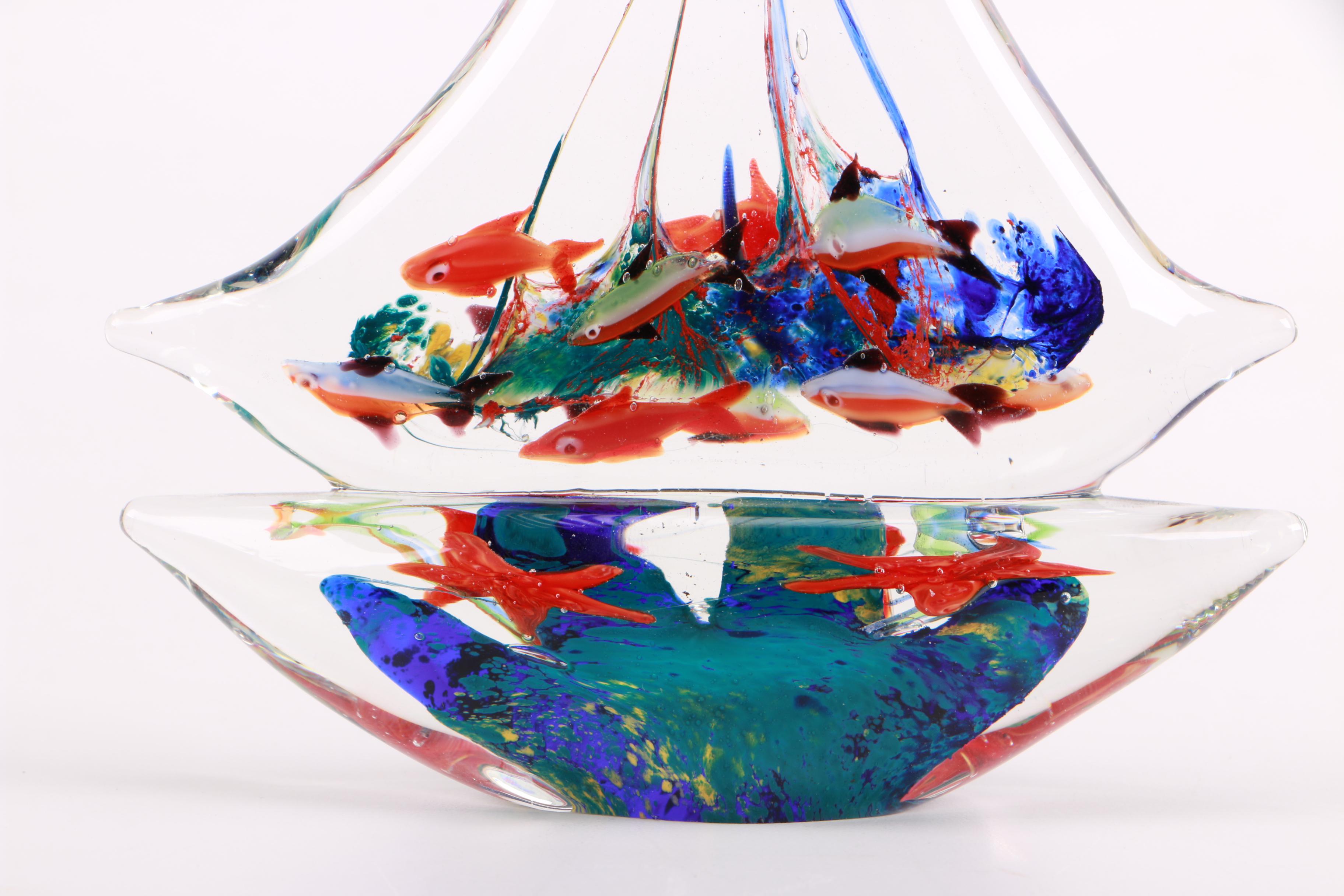 Art Glass Sail Boat Figurine
