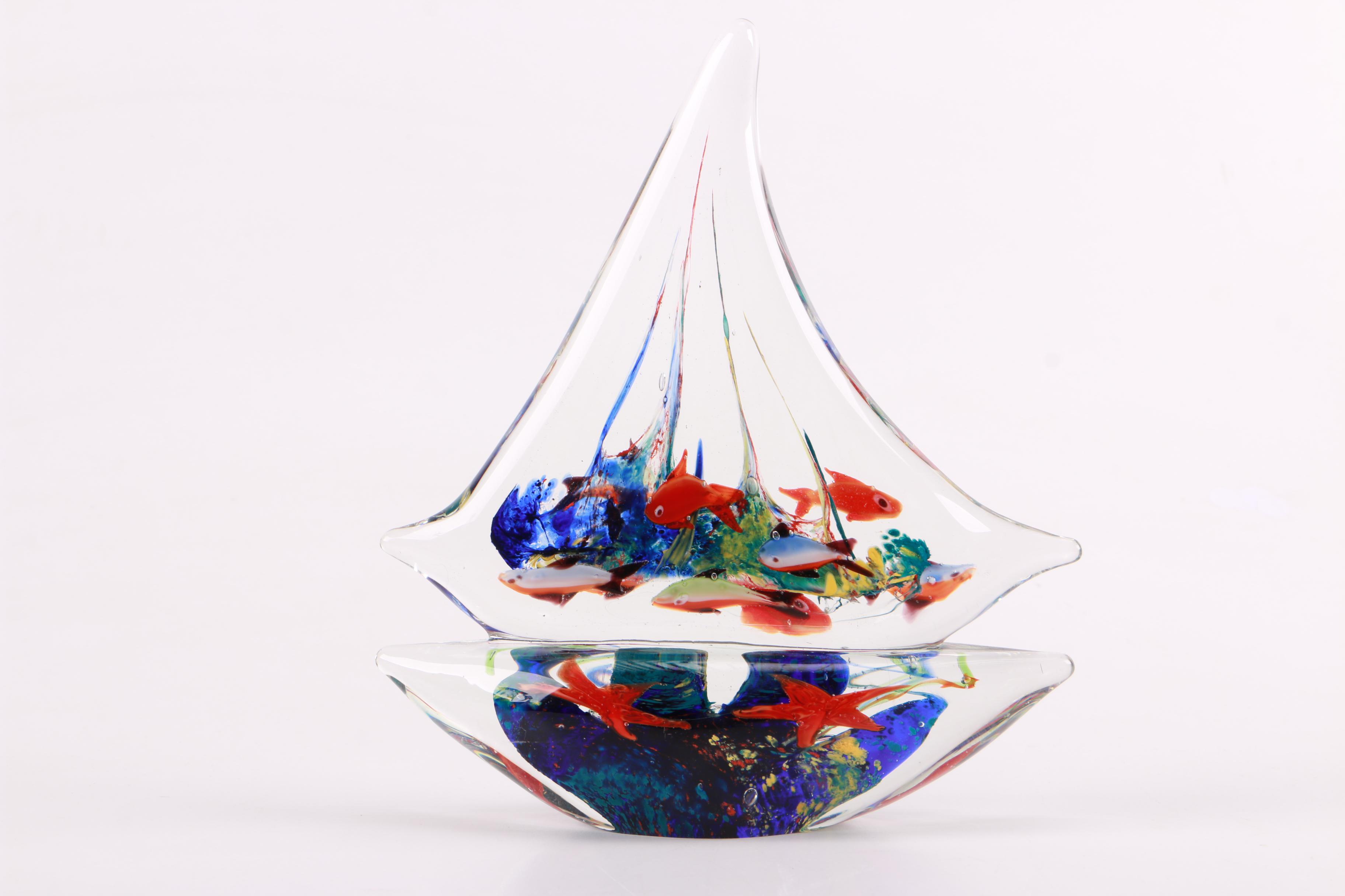 Art Glass Sail Boat Figurine
