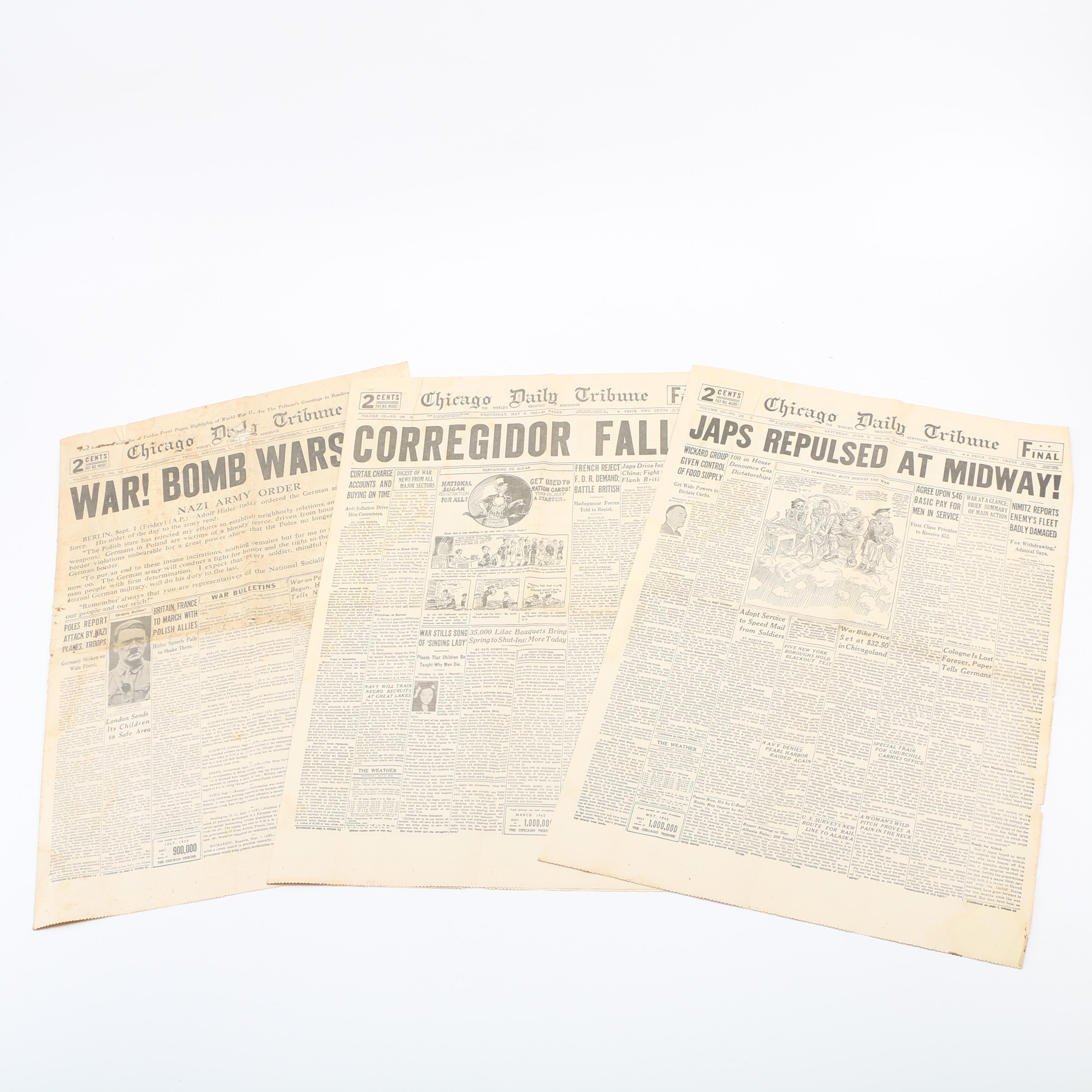 "Chicago Daily Tribune" WWII Newspapers