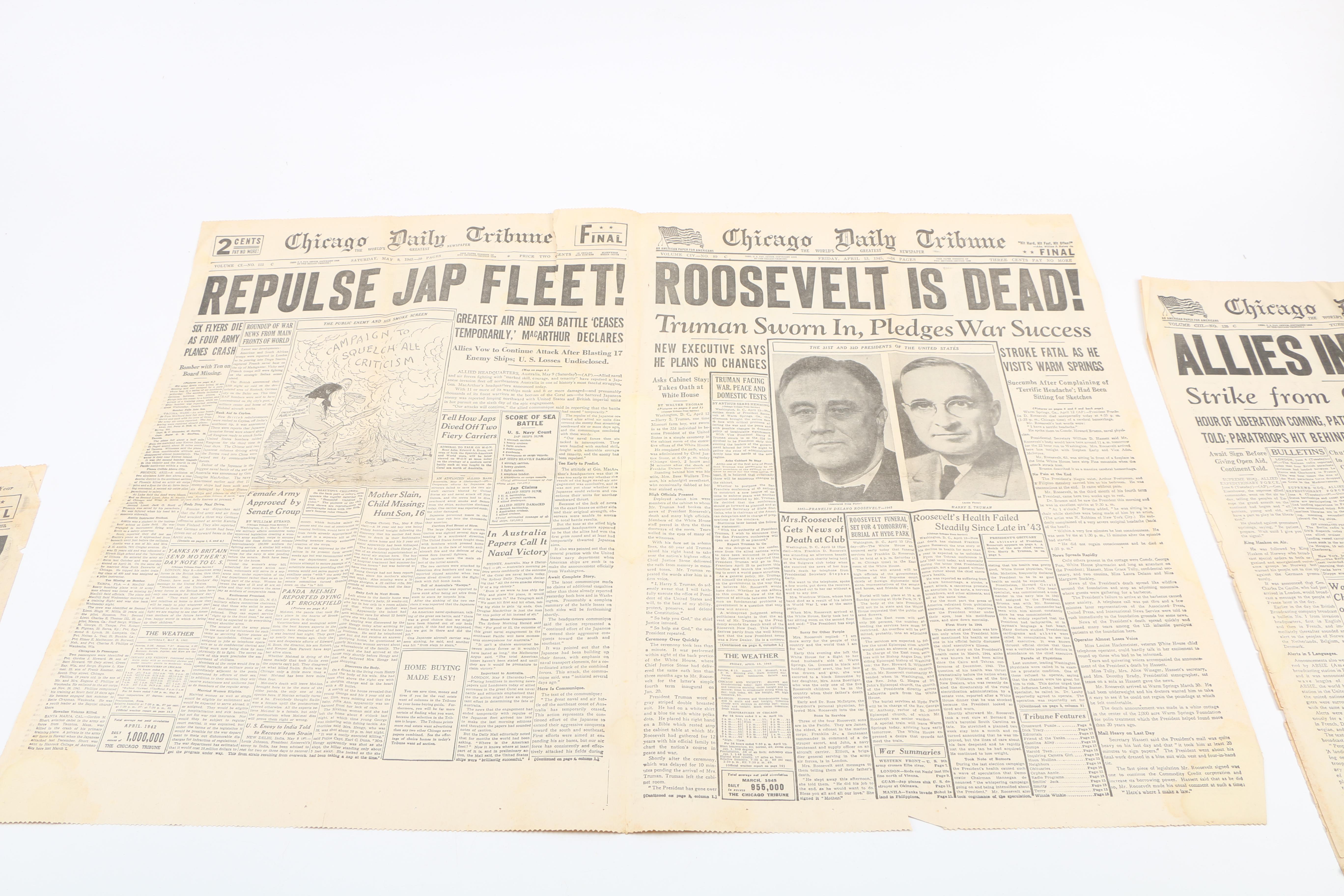 "Chicago Daily Tribune" WWII Newspapers