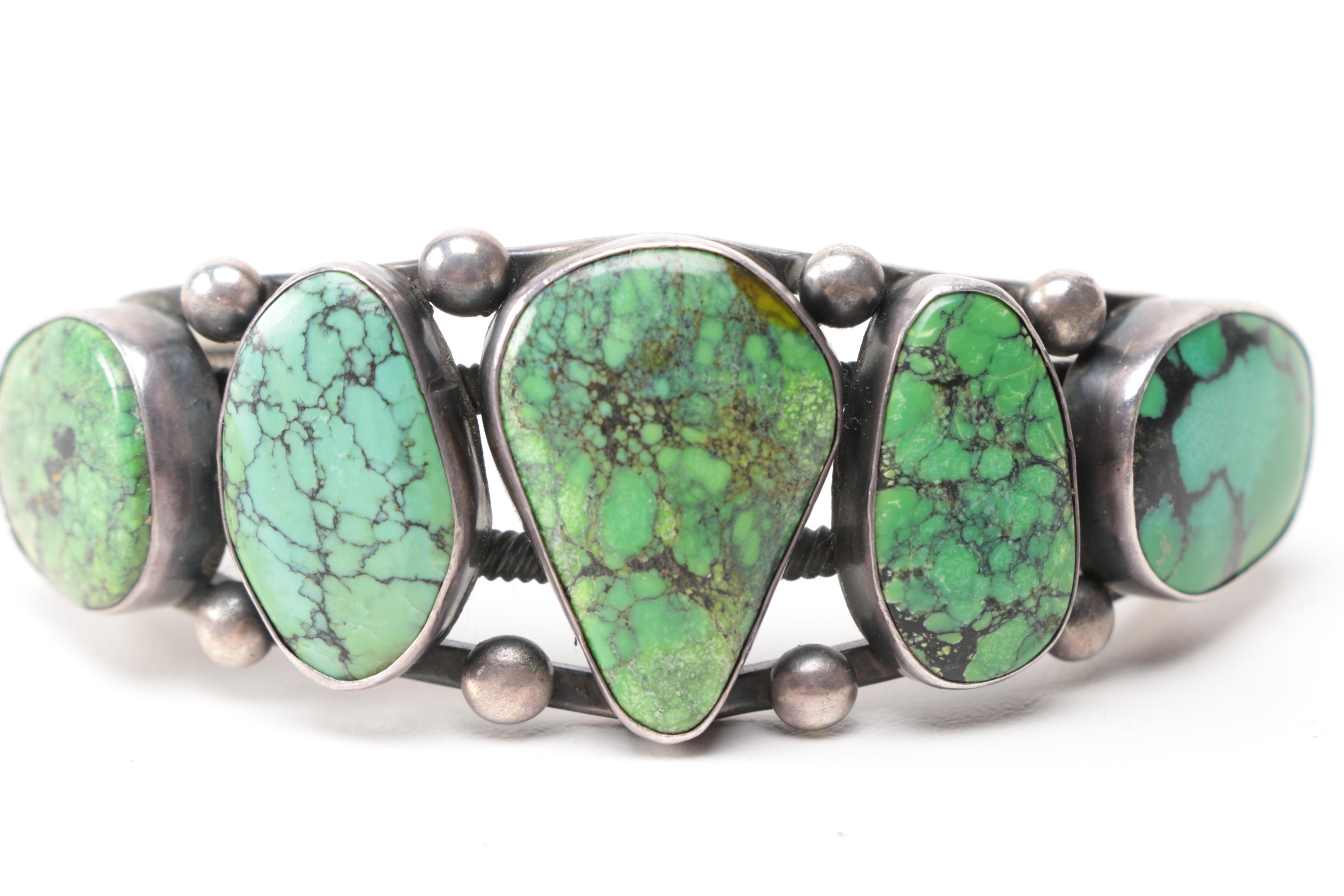 Emma Jean Bighand Sterling Silver and Turquoise Cuff Bracelet