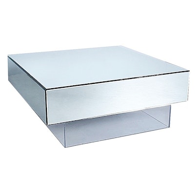 Jonathan Adler Contemporary Mirrored Coffee Table on Lucite Base Jonathan Adler Contemporary Mirrored Coffee Table on Lucite Base