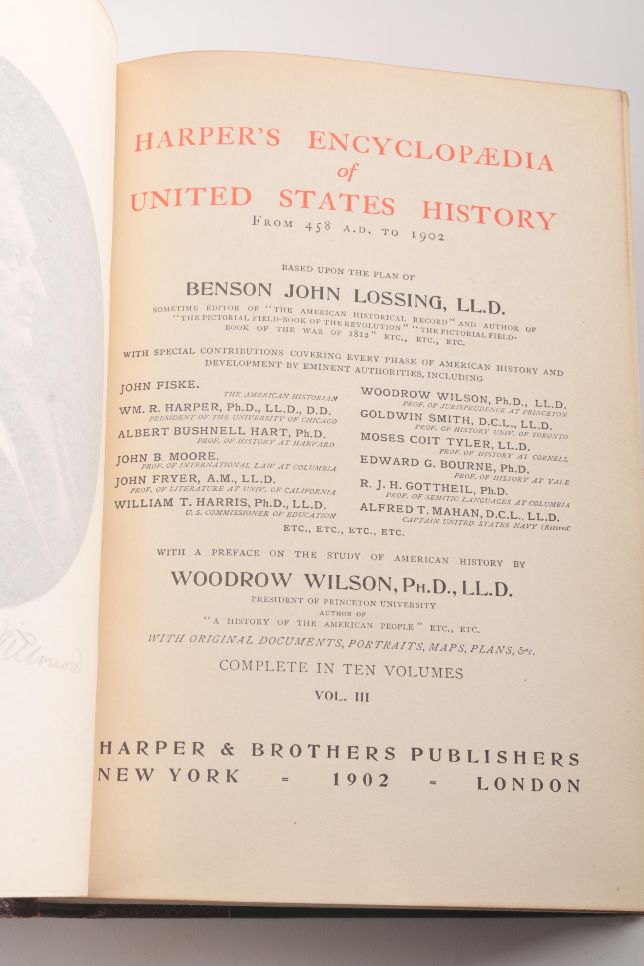1901 "Harper's Encyclopedia of United States History Volumes I, II, IV, V, & X