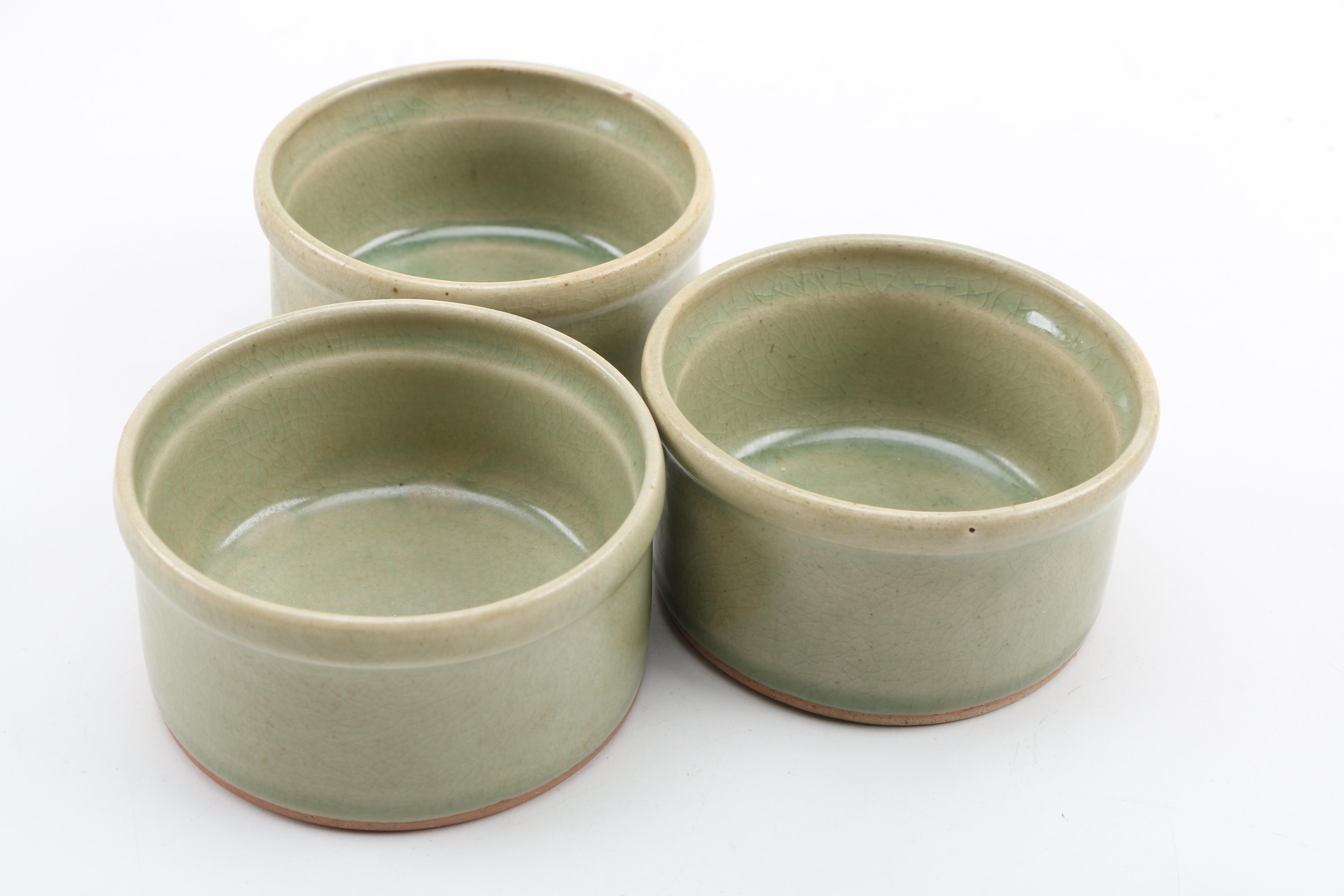 Three Plates, Ramekins and Saucers