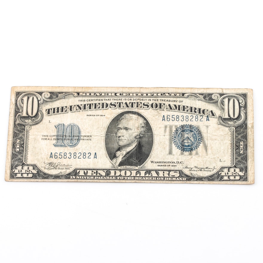 Series of 1934 $10 Silver Certificate