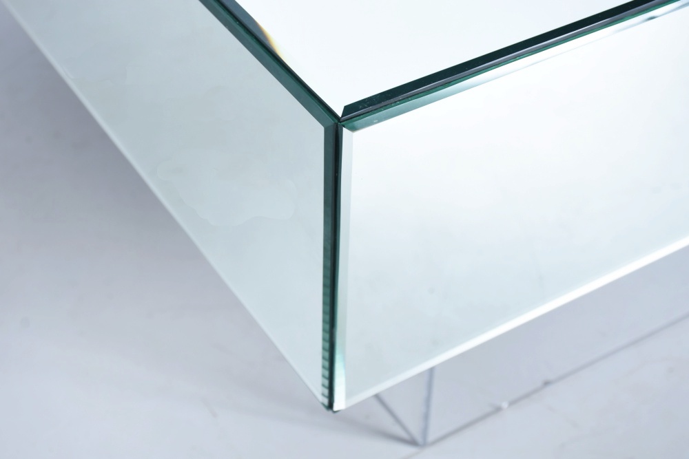 Jonathan Adler Contemporary Mirrored Coffee Table on Lucite Base