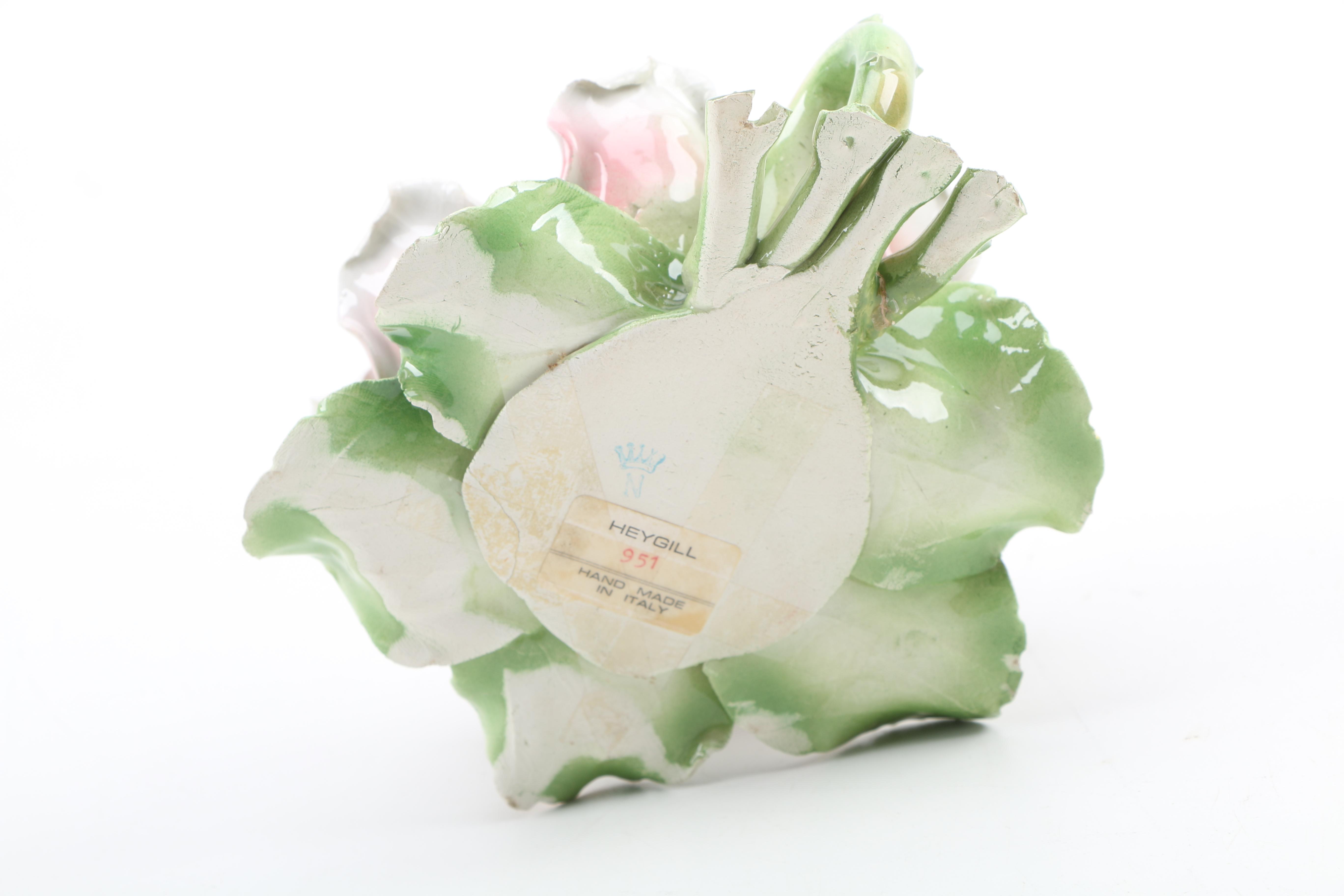 Capodimonte Handmade Italian Porcelain Rose Candle Holders