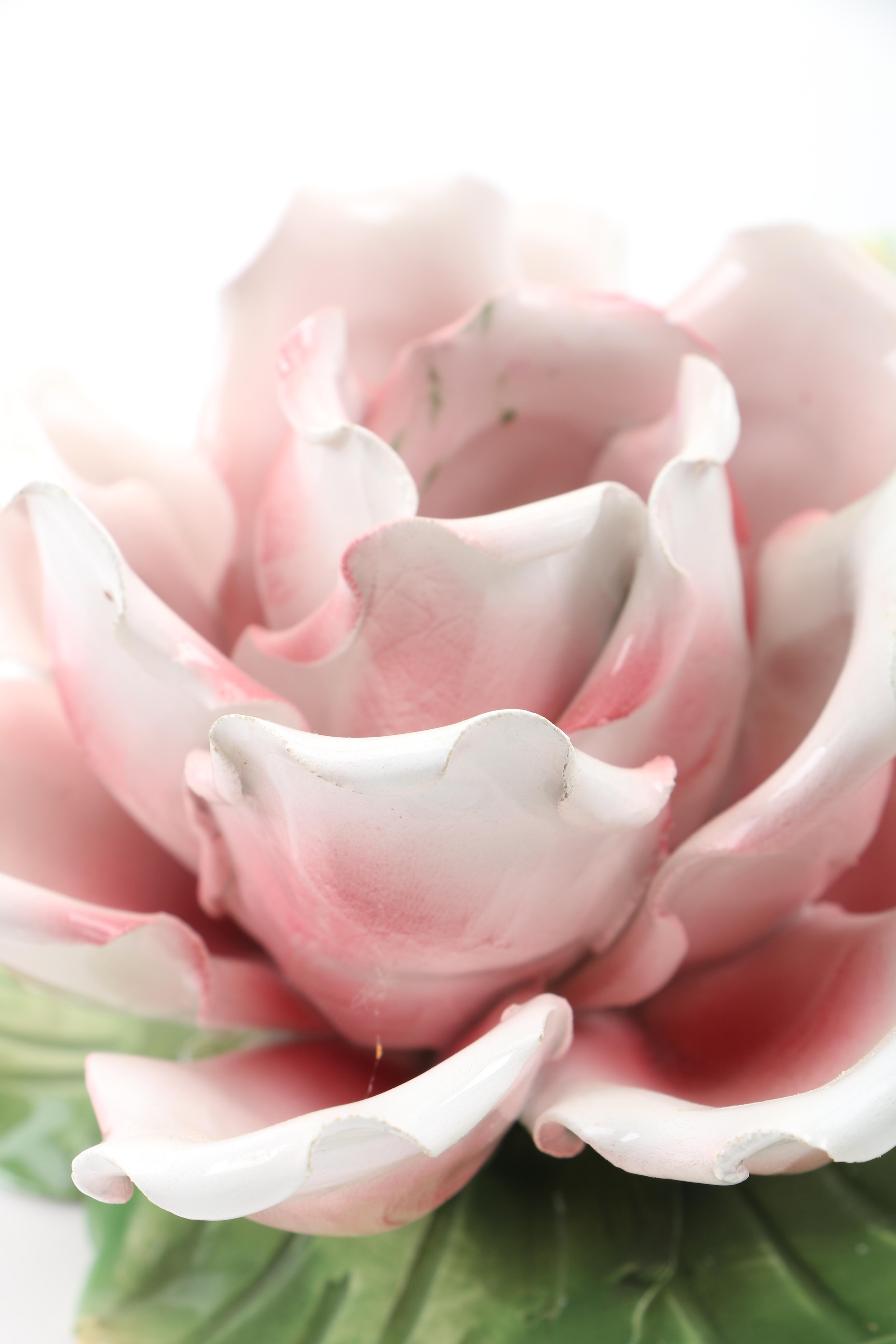 Capodimonte Handmade Italian Porcelain Rose Candle Holders