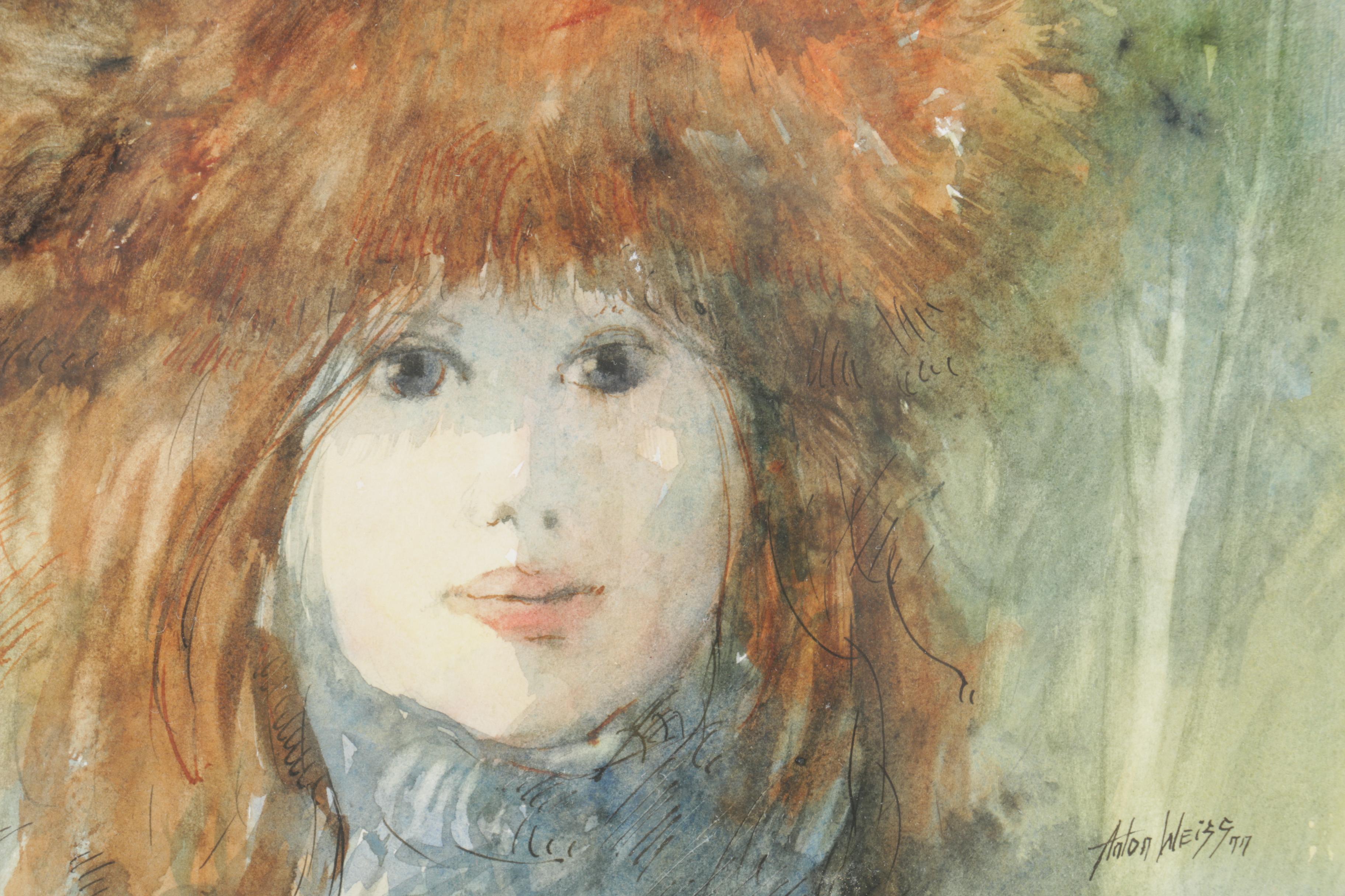 1977 Anton Weiss Watercolor and Ink on Paper