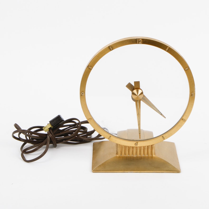 Jefferson "Golden Hour" Art Deco Brass Electric Mantel Clock