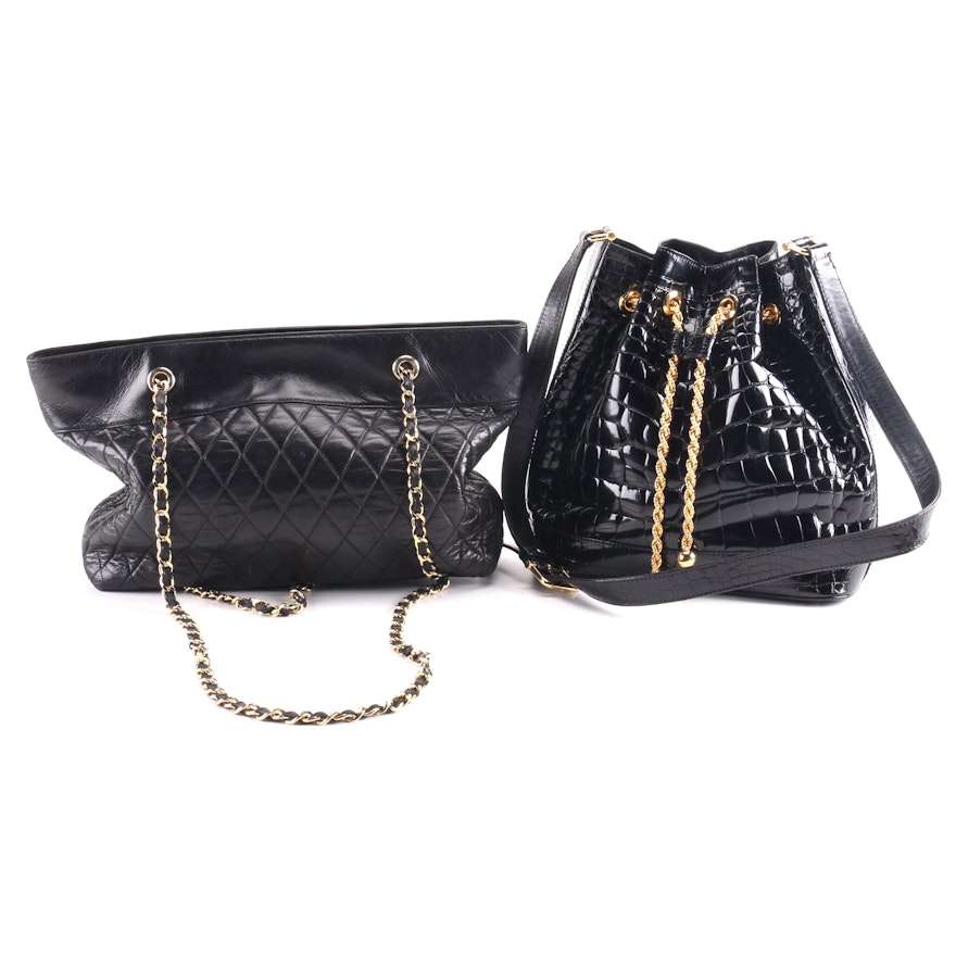 Quilted and Embossed Leather Handbags Including Lederer
