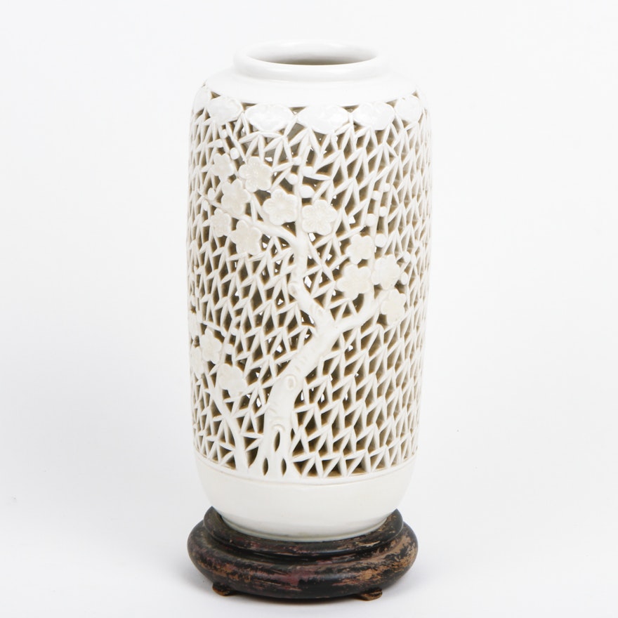 Vintage Pierced Ceramic Vase