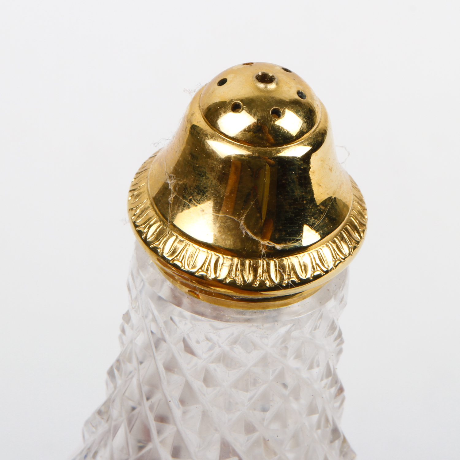 Glass and Gold Rimmed Salt and Pepper Holders