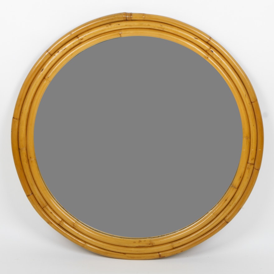 Bamboo Framed Circular Mirror