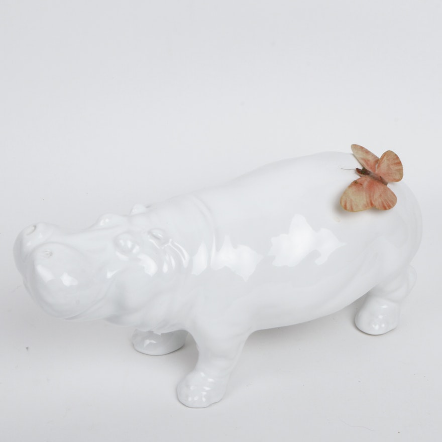 Vintage Porcelain Hippo Figurine