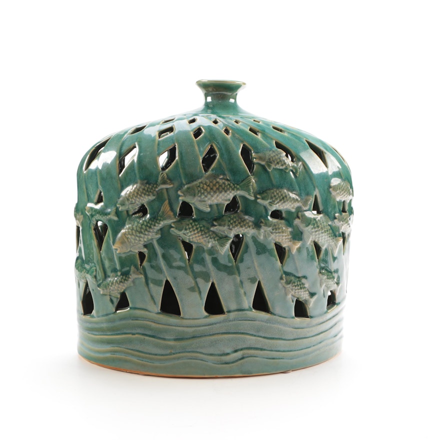 Decorative Reticulated Ceramic Vase