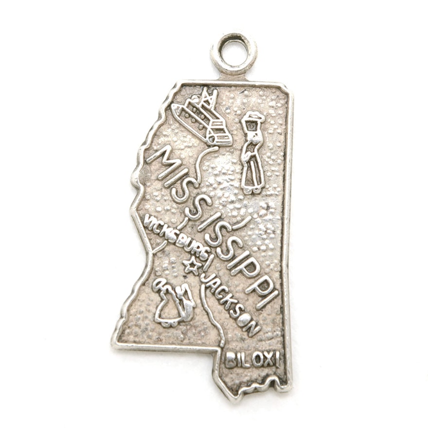 Sterling Silver Charm of the State of Mississippi