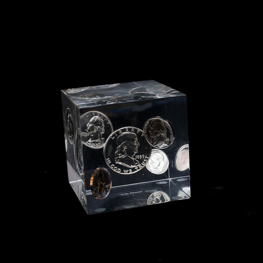 Vintage Lucite U.S. Proof Coin Cube