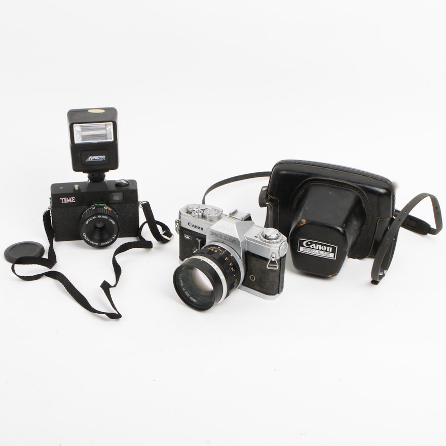 Vintage 35mm Film Cameras Including Canon