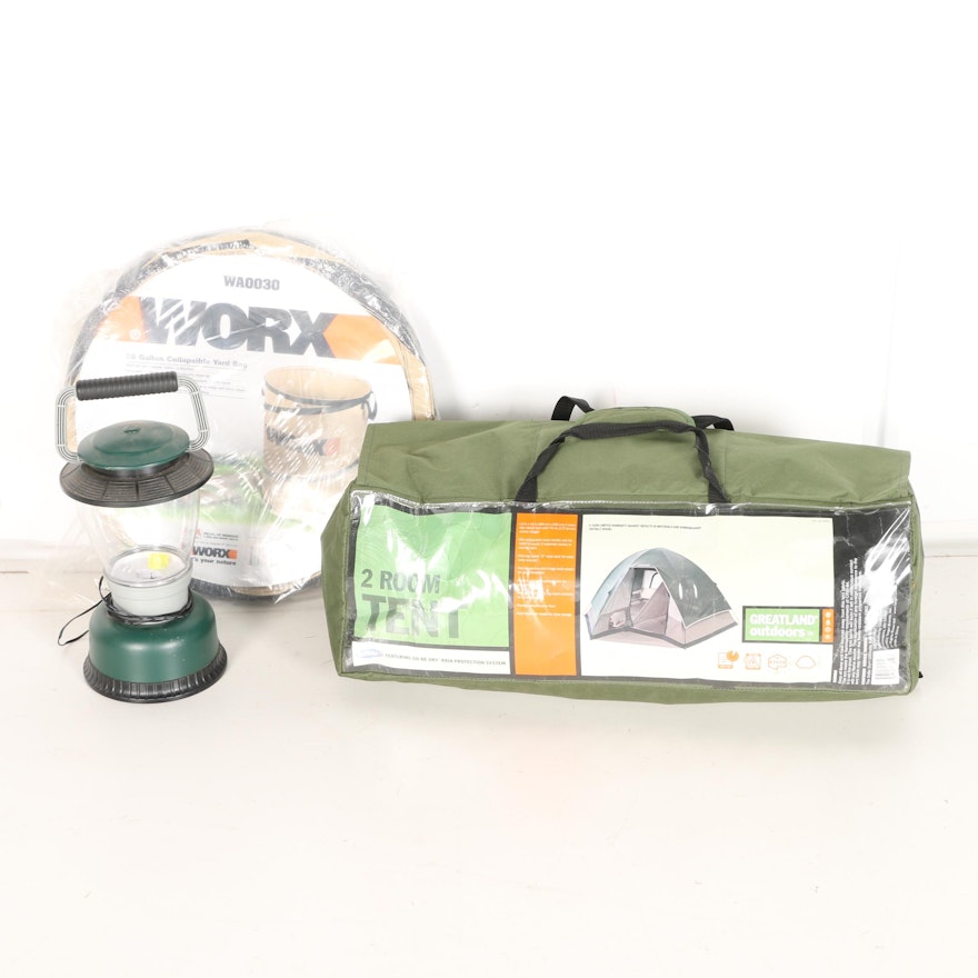 Greatland Outdoors Two Room Tent with Lantern and Collapsible Basket