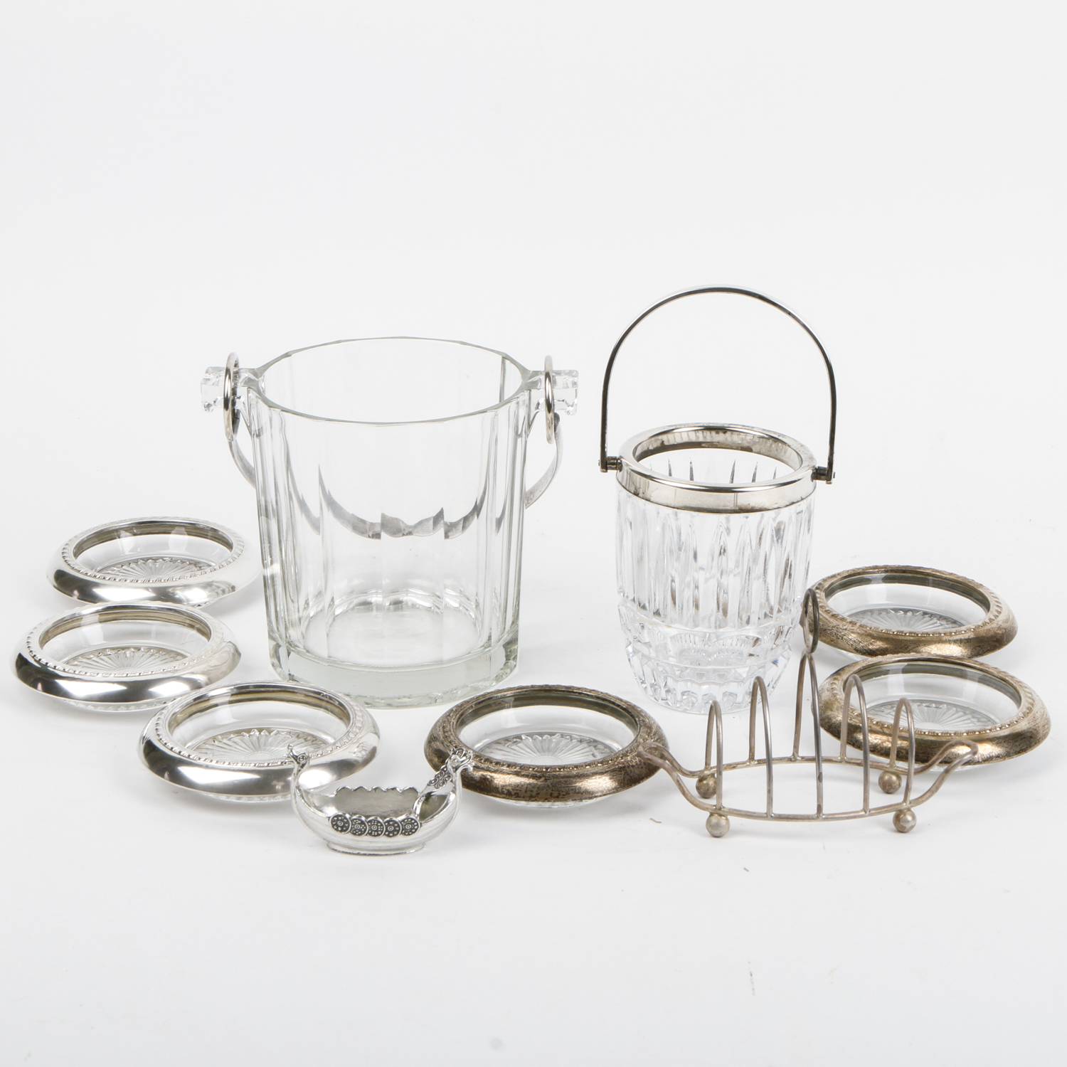 Vintage Silver Plated, Glass and Pewter Barware