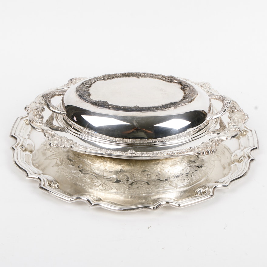 Silver Plated Trays and Platters Including Sheridan and More