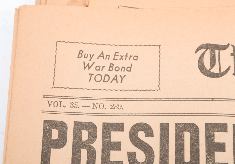 WWII Victory Day and Roosevelt Death Newspapers