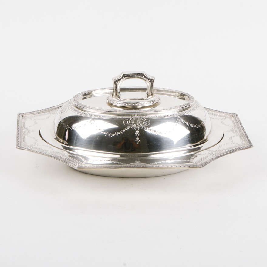 Barbour Hand-Chased Silver Plate "Classistic" Serving Dish