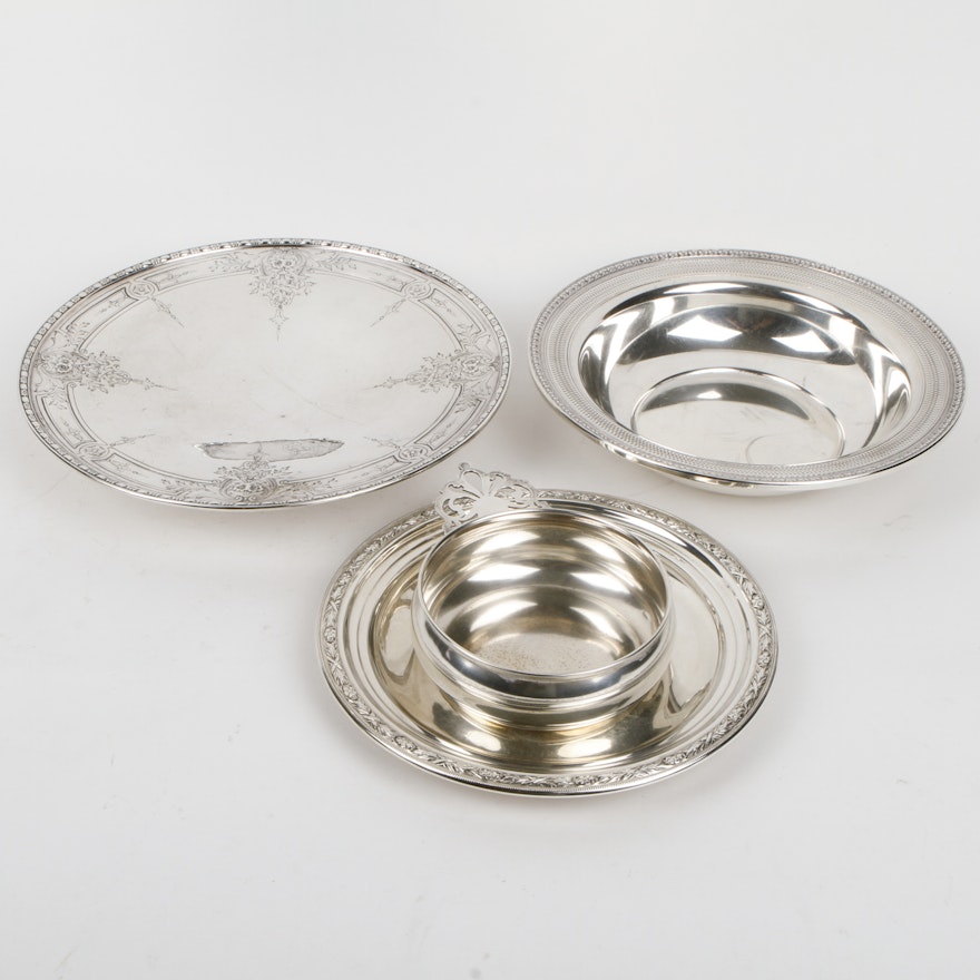 Sterling Silver Dishes Including Lunt and R. Wallace & Sons