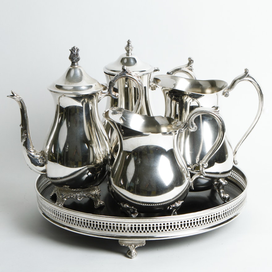 Silver Plated Servingware Including Coffee Pots and Pitchers