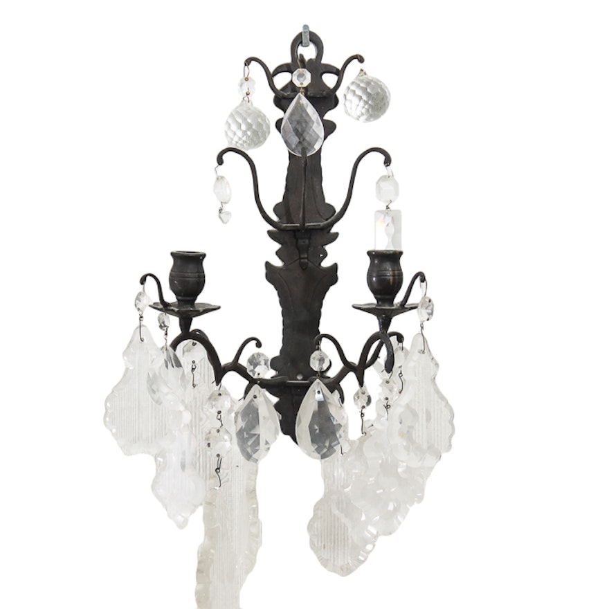 Crystal and Iron Wall Sconce