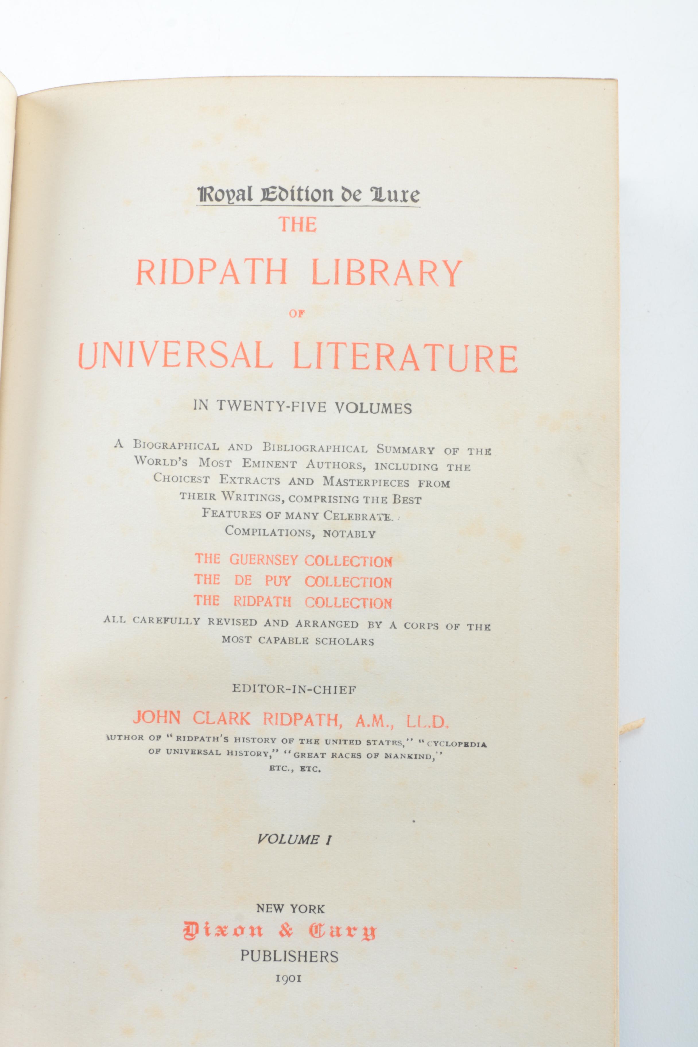 "The Ridpath Library of Universal Literature" Multi-Volume Set