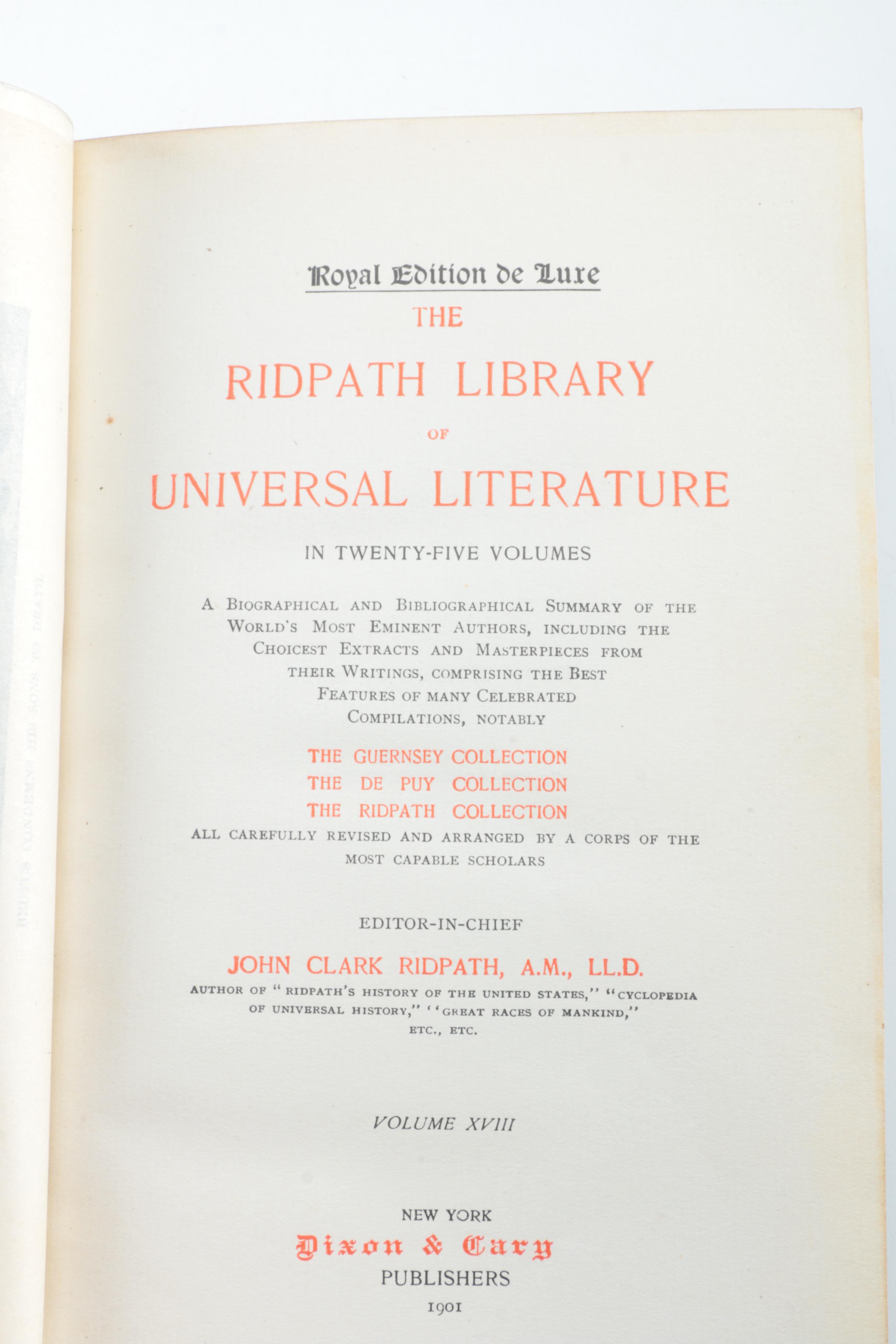 "The Ridpath Library of Universal Literature" Multi-Volume Set