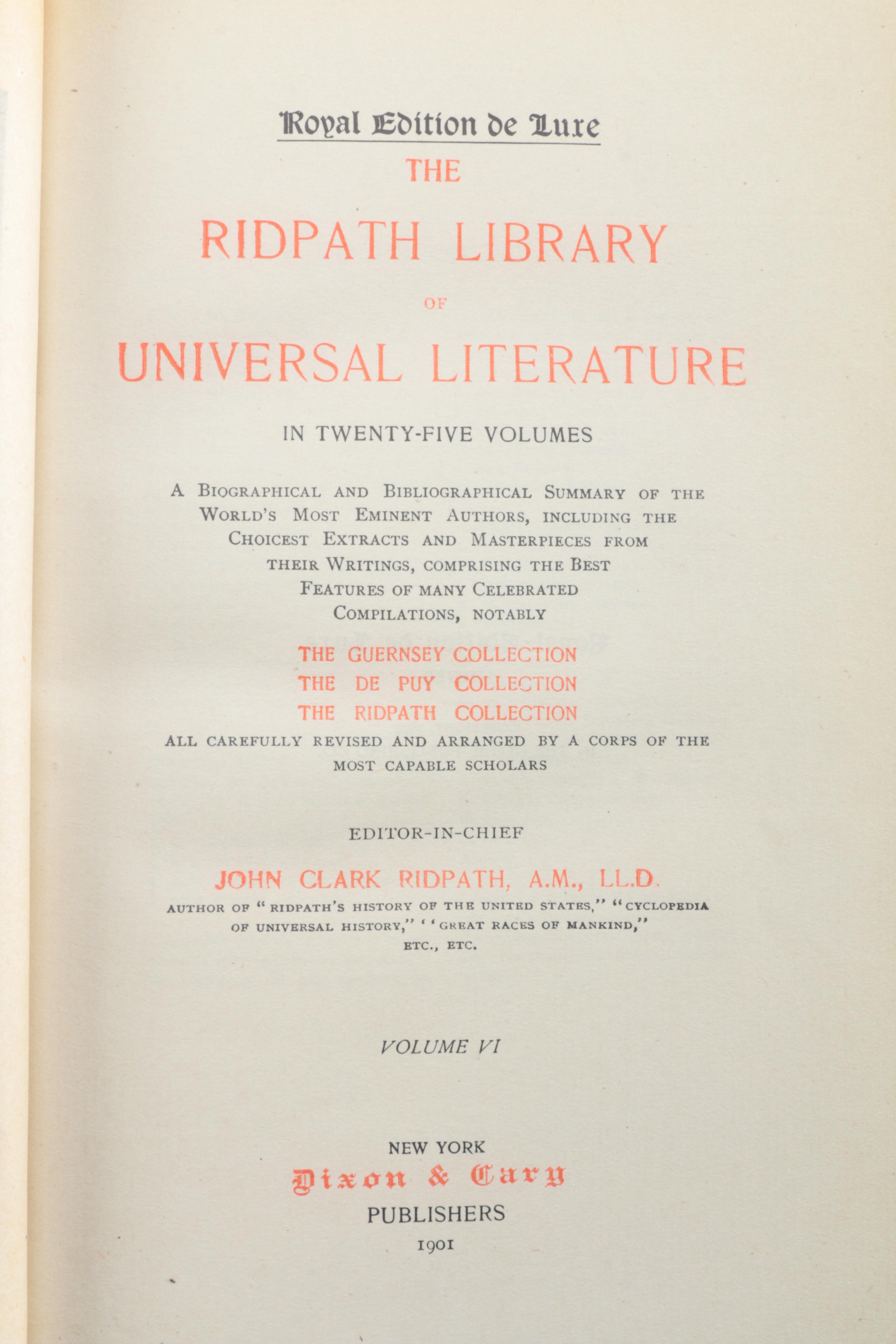 "The Ridpath Library of Universal Literature" Multi-Volume Set